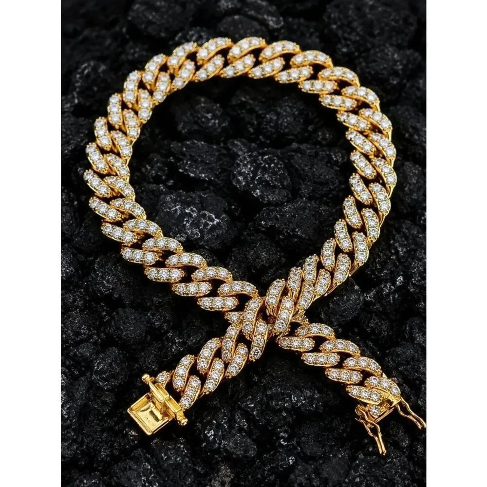 14k Gold Plated Large Simulated Diamond Bracelet